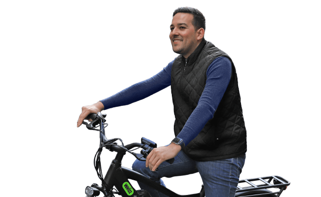 happy man with bike
